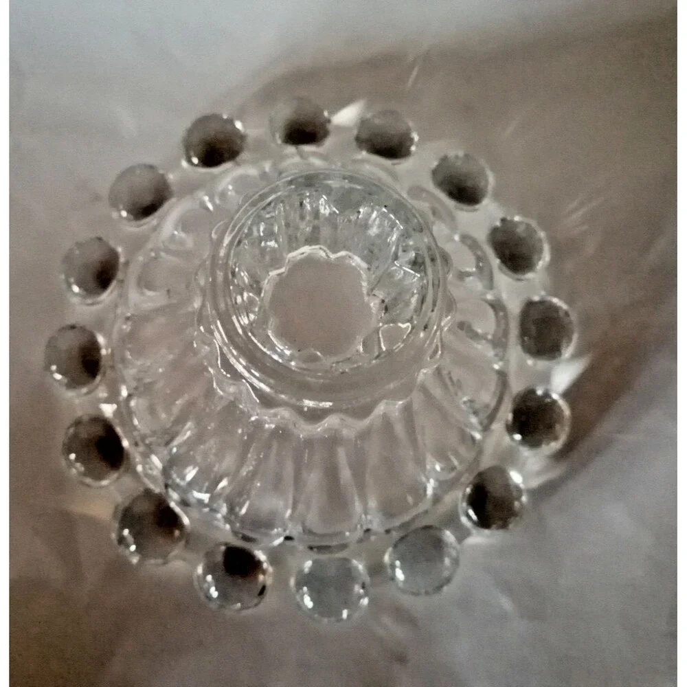 Vintage Anchor Hocking Clear Glass Boopie Taper Candle Holders Set Of 2